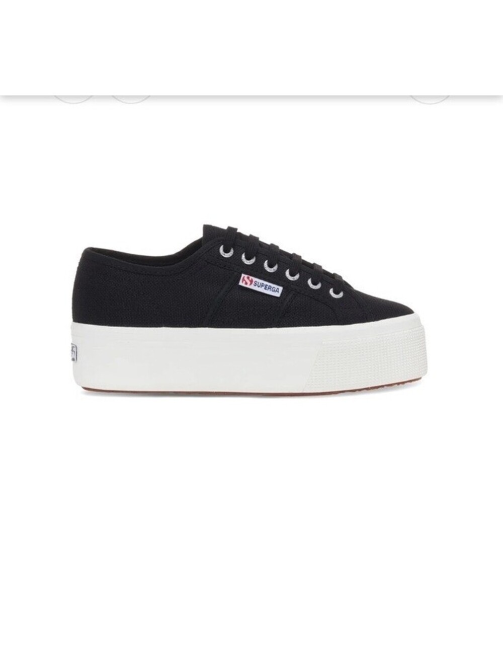 Superga 2790 Low-Top Sneakers Black White Platform Wedge Lace Up Sneaker Sz 9.5 - Picture 2 of 6